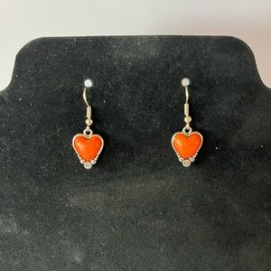 Heart-Shaped Red Turquoise Earrings